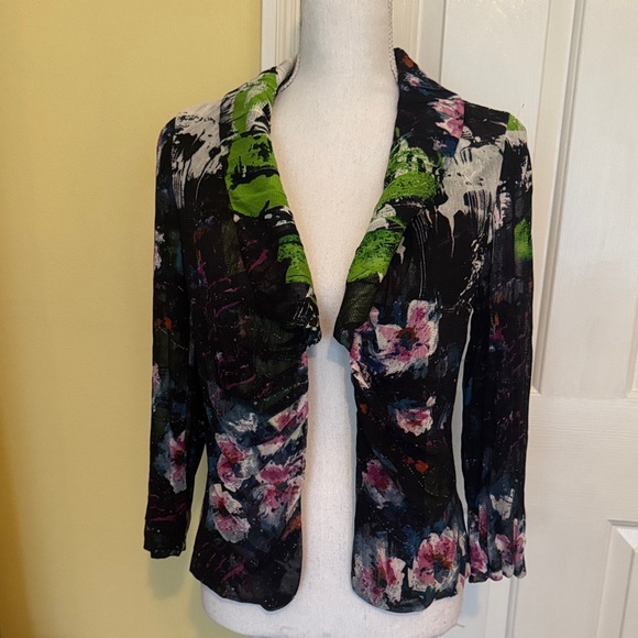 Alberto Makali Multicolor Silk Jacket w/ Mesh Overlay - Picture 2 of 11